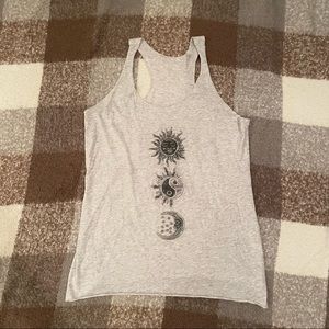 White Graphic Flowy Racerback Tank - NWOT